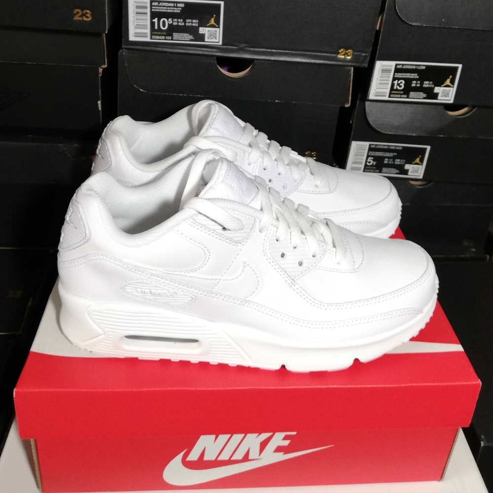 NIKE AIR MAX 90S PREMIUM WHITE/LIGHT SILVER WOMEN'S US SIZE 8 BRAND NEW IN BOX